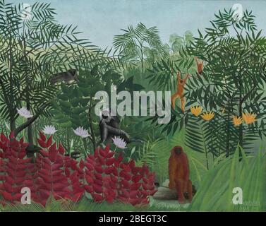 Henri Rousseau - Tropenwald mit Affen. Stockfoto