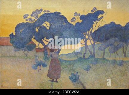 Henri-Edmond Cross, 1893, La Ferme, Soir (der Bauernhof, Abend) Öl auf Leinwand, 65.0 x 92.0 cm, Stockfoto