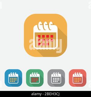 Kalender flaches Symbol mit langem Schatten, Organizer flaches Symbol, bunte Schaltfläche Kalender Vektor-Symbol für Web, UI, UX Stock Vektor