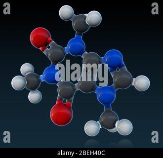 Koffein Molekularmodell Stockfoto