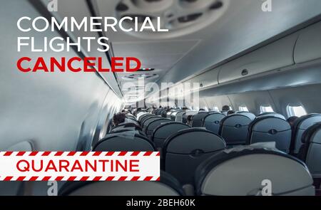 Kommerzielle Flüge storniert. Innenflugzeug Stockfoto