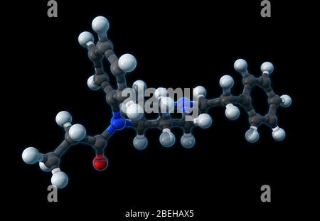 Fentanyl, molekulares Modell Stockfoto