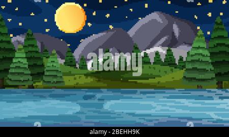 Hintergrund-Szene mit vielen Bäumen in der Park-Illustration Stock Vektor