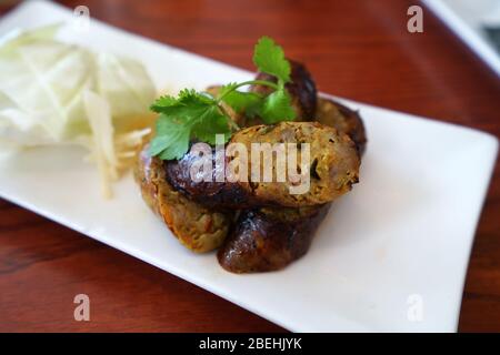 Nahaufnahme würzige Northern Thai Wurst Stockfoto