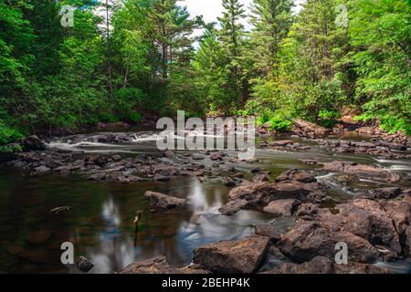 Algonquin Highlands County Cottage Land Vistas Wasserfälle und Flora Fauna Ontario, Kanada Stockfoto