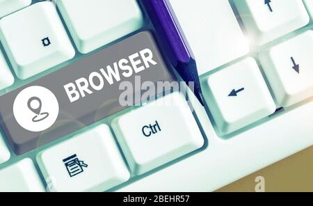 Browser zum Schreiben von Handschriftertext. Konzeptionelles Foto-Computerprogramm grafische Benutzeroberfläche Anzeigen von HTML-Dateien Stockfoto