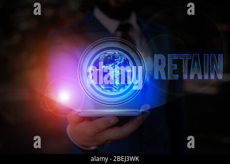Konzeptionelle Handschreiben, die Retain zeigen. Konzept bedeutet, Dass Sie In einem speziellen Lohn oder einer Dienstleistung bleiben oder Elemente dieses Bildausstatts im Besitz haben Stockfoto