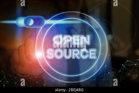 Wort schreiben Text Open Source. Business foto Präsentation beschreibt Software, die ursprüngliche Quellcode ist frei Stockfoto