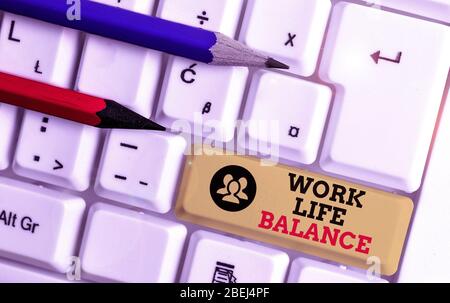 Wort schreiben Text Work Life Balance. Business foto Präsentation Abteilung der Zeit zwischen Beruf oder Familie und Freizeit Stockfoto