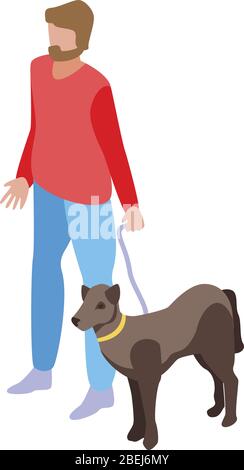 Hund hilft eine blinde Person Symbol, isometrische Stil Stock Vektor