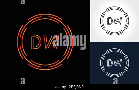Initial DW Letter Logo mit Creative Modern Business Typography Vektorvorlage. Digital Circle Letter DW-Logo-Design Stock Vektor