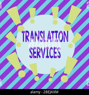 Handschrift text Translation Services. Konzeptionelle foto Organisation, geben, rede Asymmetrische ungleichmäßig geformte Format patter zu übersetzen Stockfoto