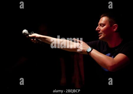 Czestochowa, Polen - 7. Februar 2014: Musikclub Teatr aus Polen, TFP (Theater aus Polen)Konzert der polnischen Rock-, Blues- und Reggae-Band Stockfoto