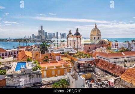 Cartagena - Kolumbien - Südamerika - 20. Februar 2020: Diese Kirche und ihr Kloster befinden sich auf der Plaza de San Pedro Claver. Stockfoto