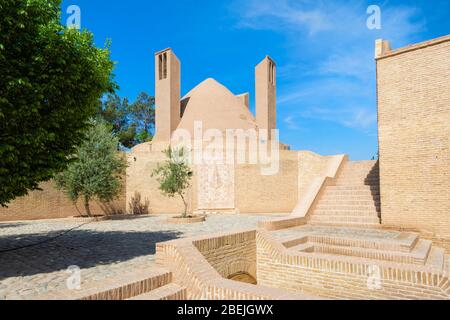 Windfang und Wasserreservoir, Meybod Caravanserai, Provinz Yazd, Iran, Asien Stockfoto