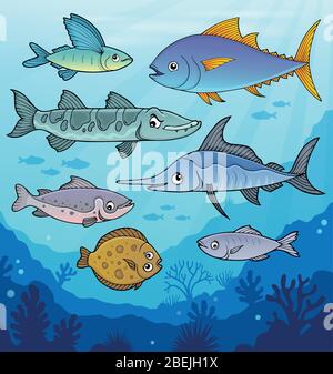 Verschiedene Fische Unterwasser Thema Bild 1 - eps10 Vektor-Illustration. Stock Vektor