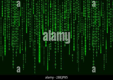 Hintergrund des digitalen Codes. Matrix Style-Programm. Zufällige fallende Zahlen. Stock Vektor