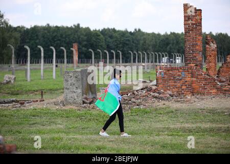 Auschwitz, Polen - 02. August 2019: Holocaust-Gedenktag der Roma - 75. Jahrestag der Liquidierung des Zigenerlagers im KL Auschwitz-Birkenau Stockfoto