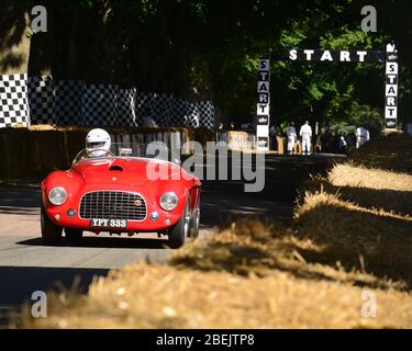 Sally Mason-Styrron, Ferrari 166 MM Barchetta, Goodwood Festival of Speed Gipfel 2017, Performance, Motorsport-Spiel-Wechsler, Automobile, Autos, Stockfoto