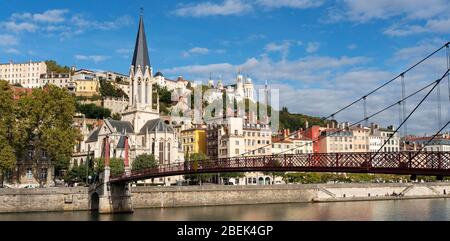 Blick auf den Fluss Saone in der Stadt Lyon, Frankreich, Europa Stockfoto