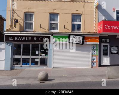 Eine Stadt, die während der Covid-Pandemie Newquay Cornwall UK verlassen wurde Stockfoto