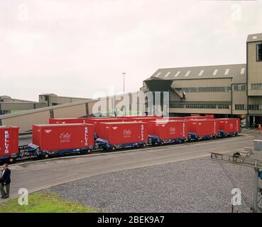 1987, Kohle Schienenverkehr zwischen Coed Bach und Swansea Hafen, South Wales, Großbritannien Stockfoto