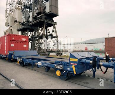 1987, Kohle Schienenverkehr zwischen Coed Bach und Swansea Hafen, South Wales, Großbritannien Stockfoto