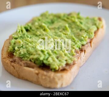 Avocado und Erdnussbutter auf Toast Stockfoto