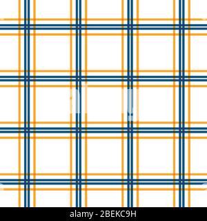 Karierten Check Vektor nahtlose Muster Hintergrund. Picknick Tuch lineare geometrische blau weiß orange Hintergrund. Stilvolles Woven-Design. Überall weben Stock Vektor