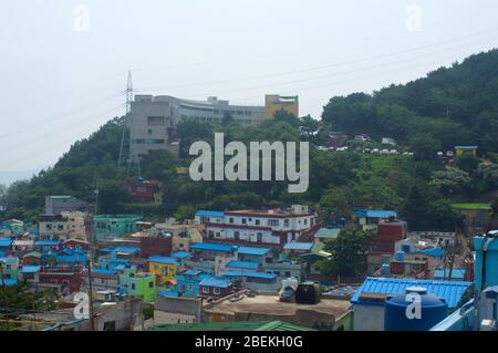 Busan Gamcheon Kulturdorf im Sommer in Südkorea Stockfoto