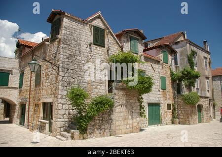 Alte Straßen von Stari Grad Kroatien Stockfoto