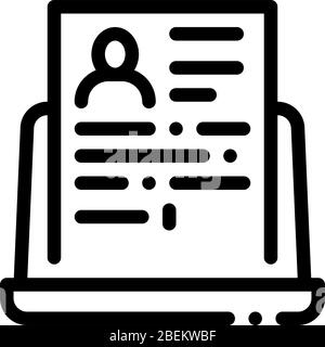 Vollständige Computerinformationen über Person Symbol Vektor-Umriss Illustration Stock Vektor