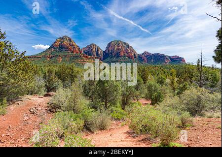 Wandern in Sedona Arizona mit der Familie Stockfoto