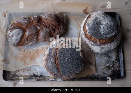 Sauerteig-Brot im Red Lion im Stodmarsh Gastropub, East Kent Stockfoto