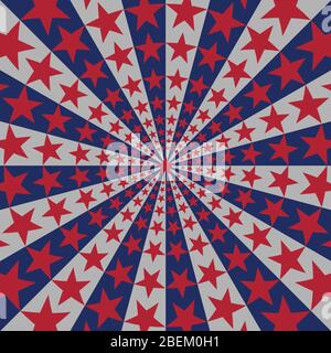 Amerikanische Flagge Sunburst Kunst Textur Sterne Streifen Stock Vektor