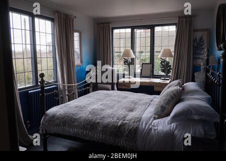 Schlafzimmer im Red Lion in Stodmarsh, Kent Stockfoto