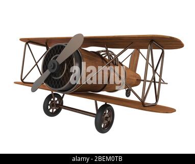 Holz Flugzeug Spielzeug Isoliert Stockfoto