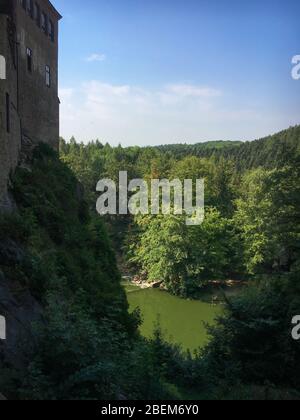 Zschopau neben Schloss Kriebstein in Sachsen, Deutschland Stockfoto