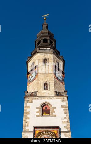 Altes Rathaus Turm mit Mondphasenuhr, Görlitz (Görlitz), Deutschland Stockfoto