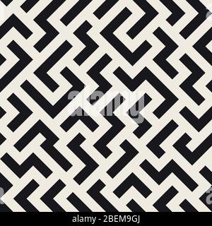 Vektor nahtlose unregelmäßige Muster. Moderne abstrakte geometrische Textur. Wiederholendes Chaotc Labyrinth Fliesen Design. Stock Vektor