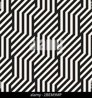 Vektor nahtlose geometrische Muster. Moderne Interlaced Linien abstrakte Textur. Polygonales lineares Raster aus gestreiften Elementen. Stock Vektor