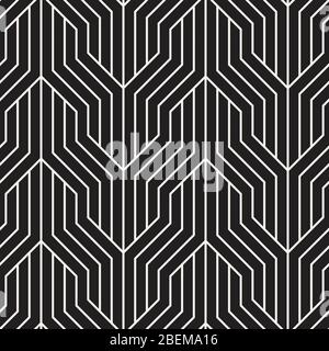 Vektor nahtlose geometrische Muster. Moderne Interlaced Linien abstrakte Textur. Polygonales lineares Raster aus gestreiften Elementen. Stock Vektor