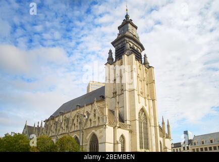 Blick auf die Kirche Notre-Dame de la Chapelle, Brüssel, Belgien Stockfoto