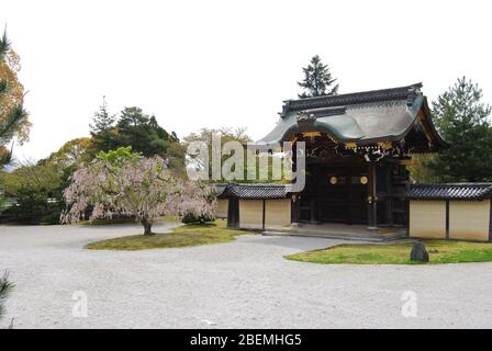 Holztür im Kyoto Imperial Palace Stockfoto