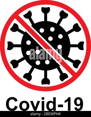 Stoppen Sie das Coronavirus Covid-19. Warnung vor der Ausbreitung der Pandemie. Isolierte Zeichen auf einem transparenten Hintergrund, Vektor Stock Vektor