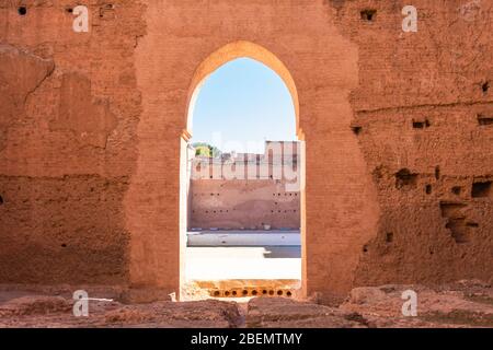 Ruinen des El Badi Palace in Marrakesch Marokko Stockfoto