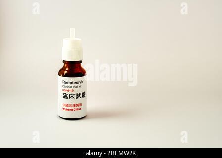 Remdisivir Testkit für ein antivirales Medikament gegen Corona-19, Dänemark, 16. April 2020 Stockfoto