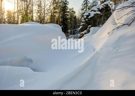 Winter Ural Landschaft. Waldhorizonte Stockfoto