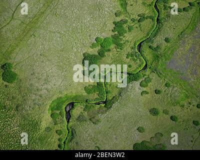 Luftbild von mäandernden Fluss in Island Stockfoto