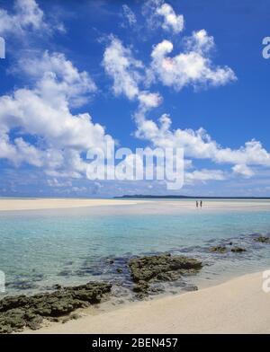 Tropischer Strand, Aitutaki Atoll, Cook-Inseln Stockfoto